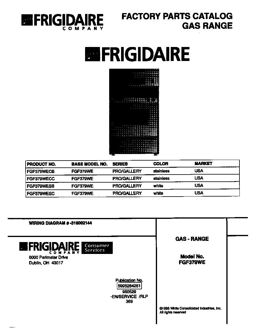 Frigidaire FGF379WESC cover diagram