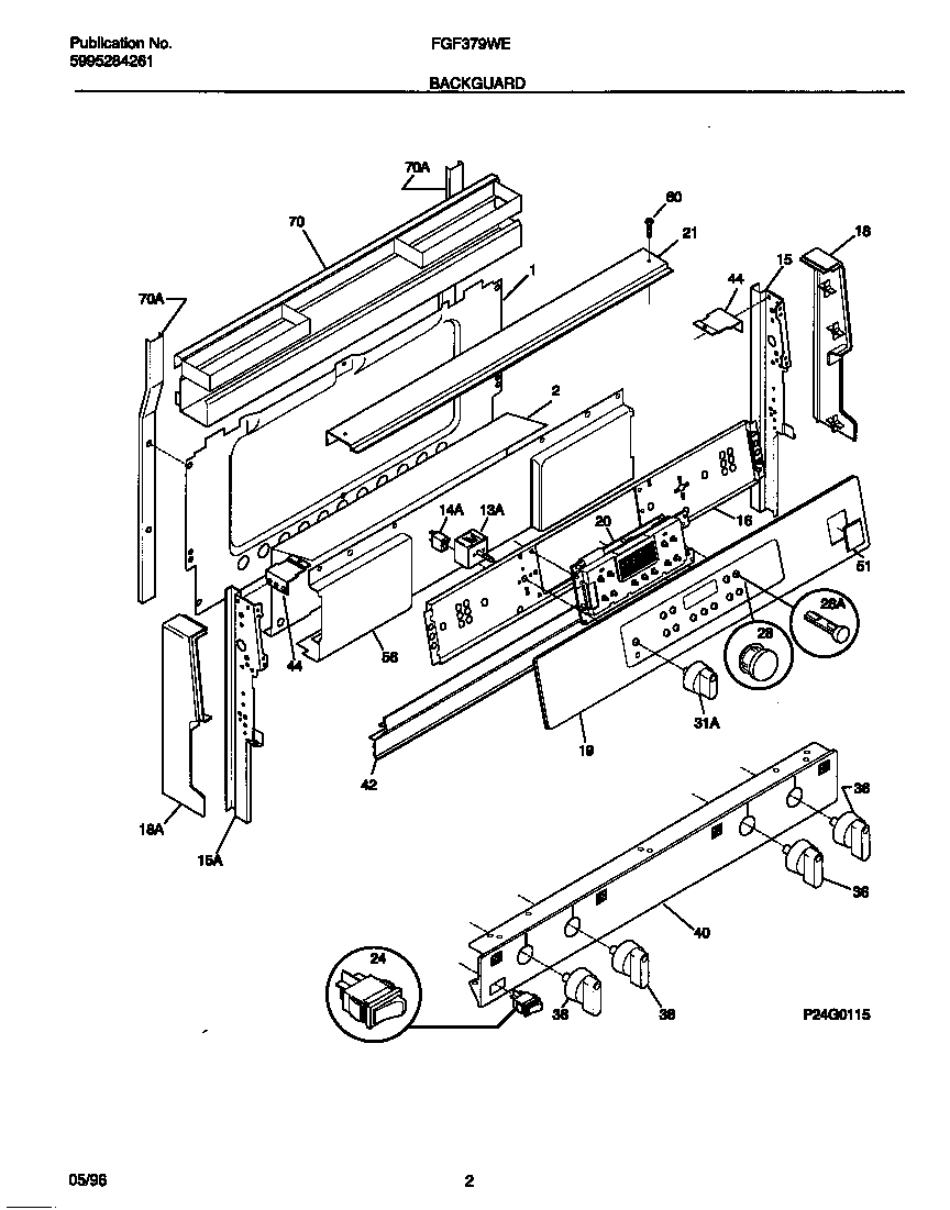 Frigidaire FGF379WESC backguard diagram