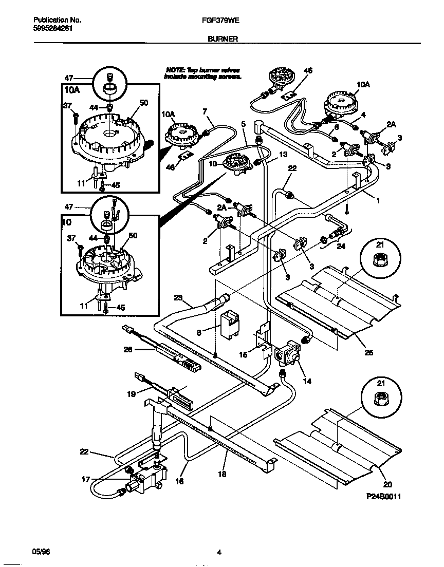 Frigidaire FGF379WESC burner diagram