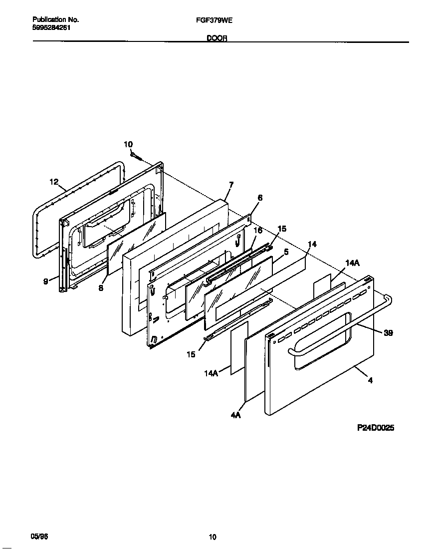 Frigidaire FGF379WESC door diagram