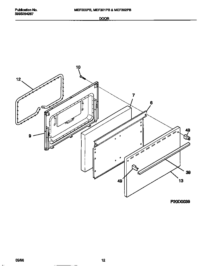 Universal/Multiflex (Frigidaire) MEF302PBWD door diagram