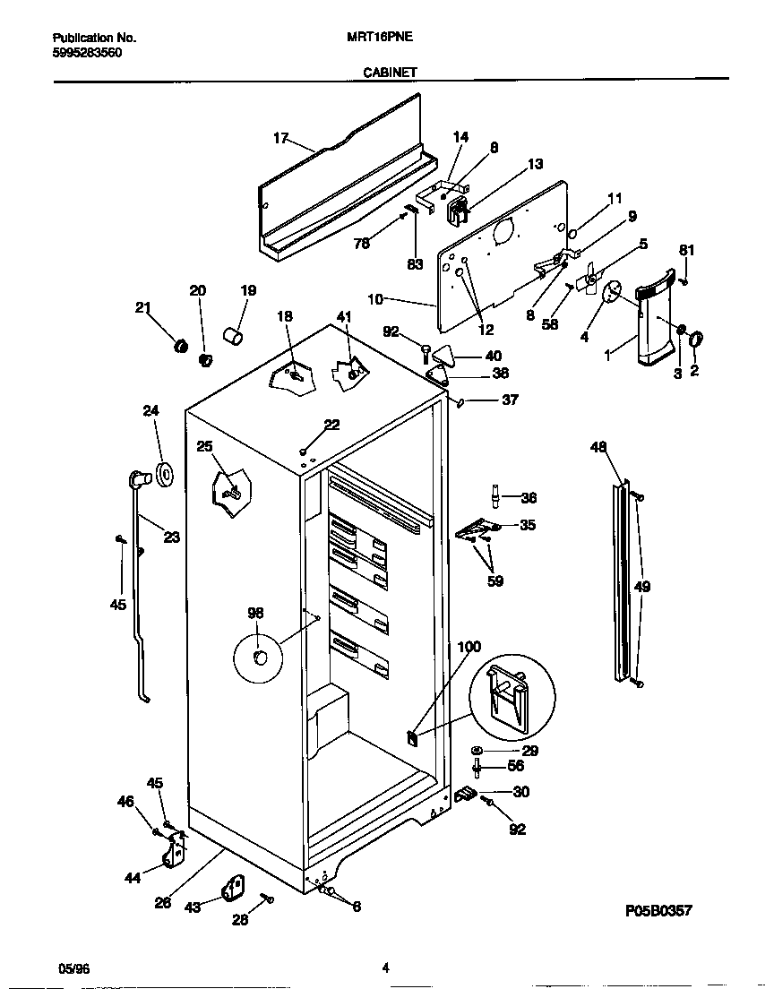 Universal/Multiflex (Frigidaire) MRT16PNEW0 cabinet diagram