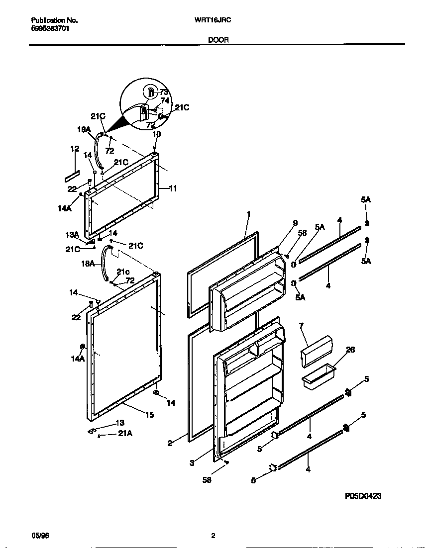 White-Westinghouse WRT16JRCD2 door diagram