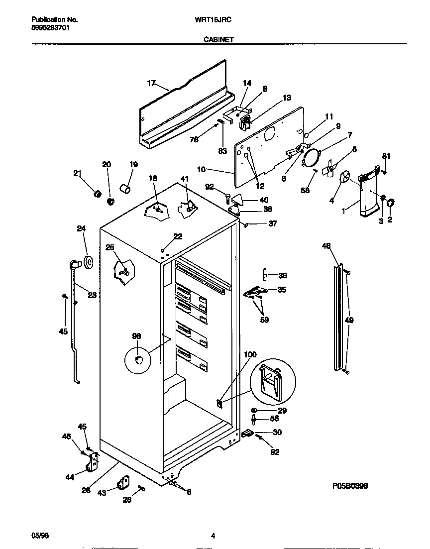 White-Westinghouse WRT16JRCD2 cabinet diagram