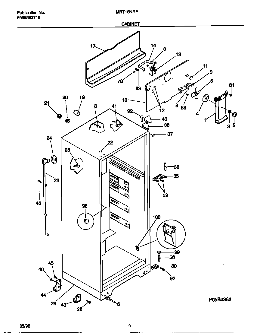 Universal/Multiflex (Frigidaire) MRT16NRED0 cabinet diagram