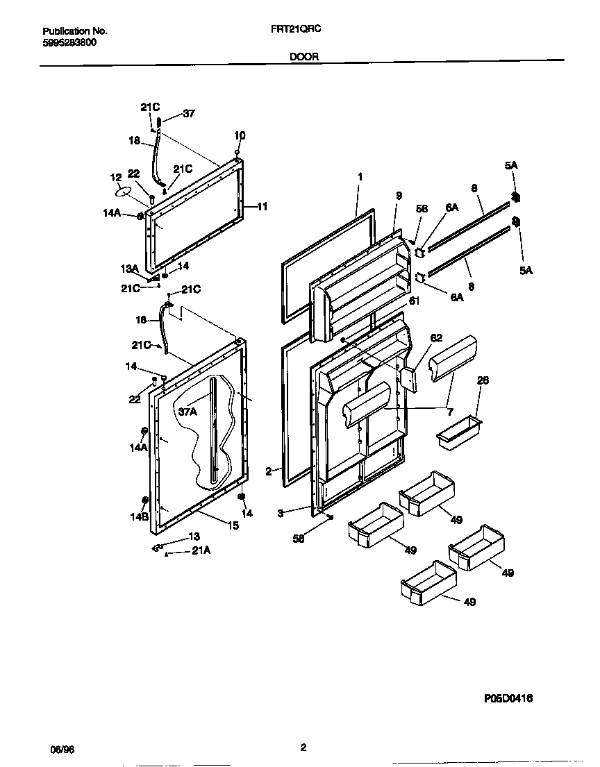 Frigidaire FRT21QRCD3 door diagram