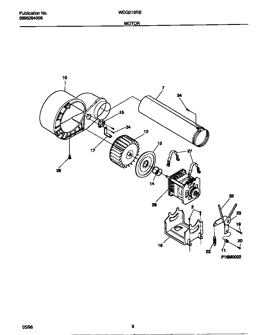 White-Westinghouse WDG216RBW2 motor diagram