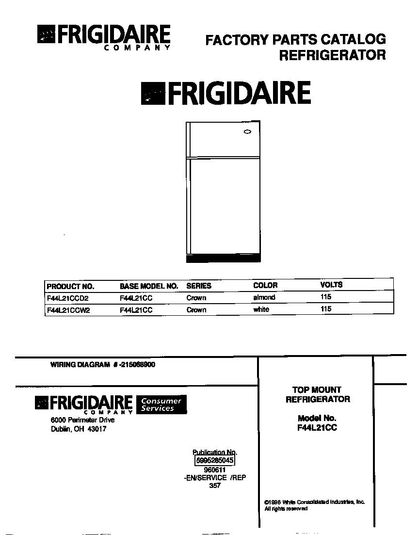 Frigidaire F44L21CCD2 cover diagram