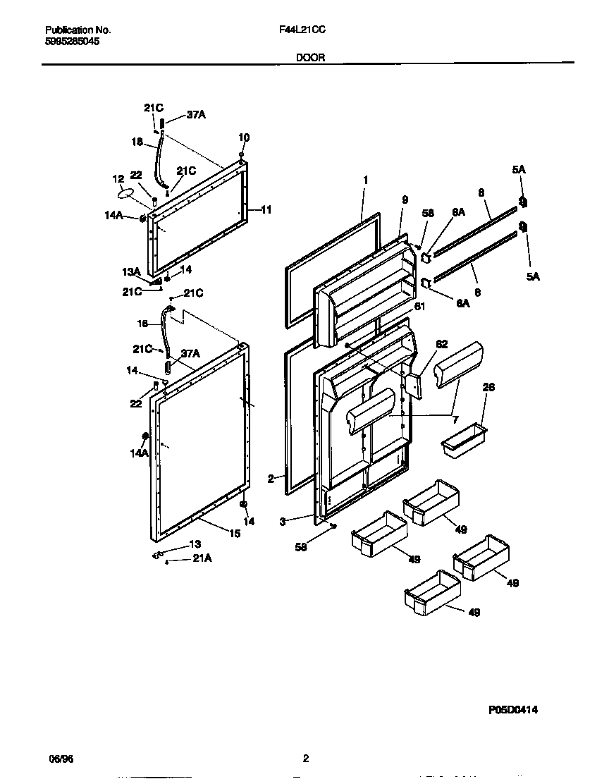 Frigidaire F44L21CCD2 door diagram