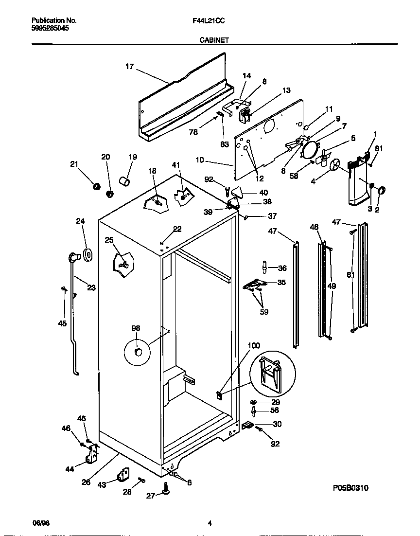 Frigidaire F44L21CCD2 cabinet diagram