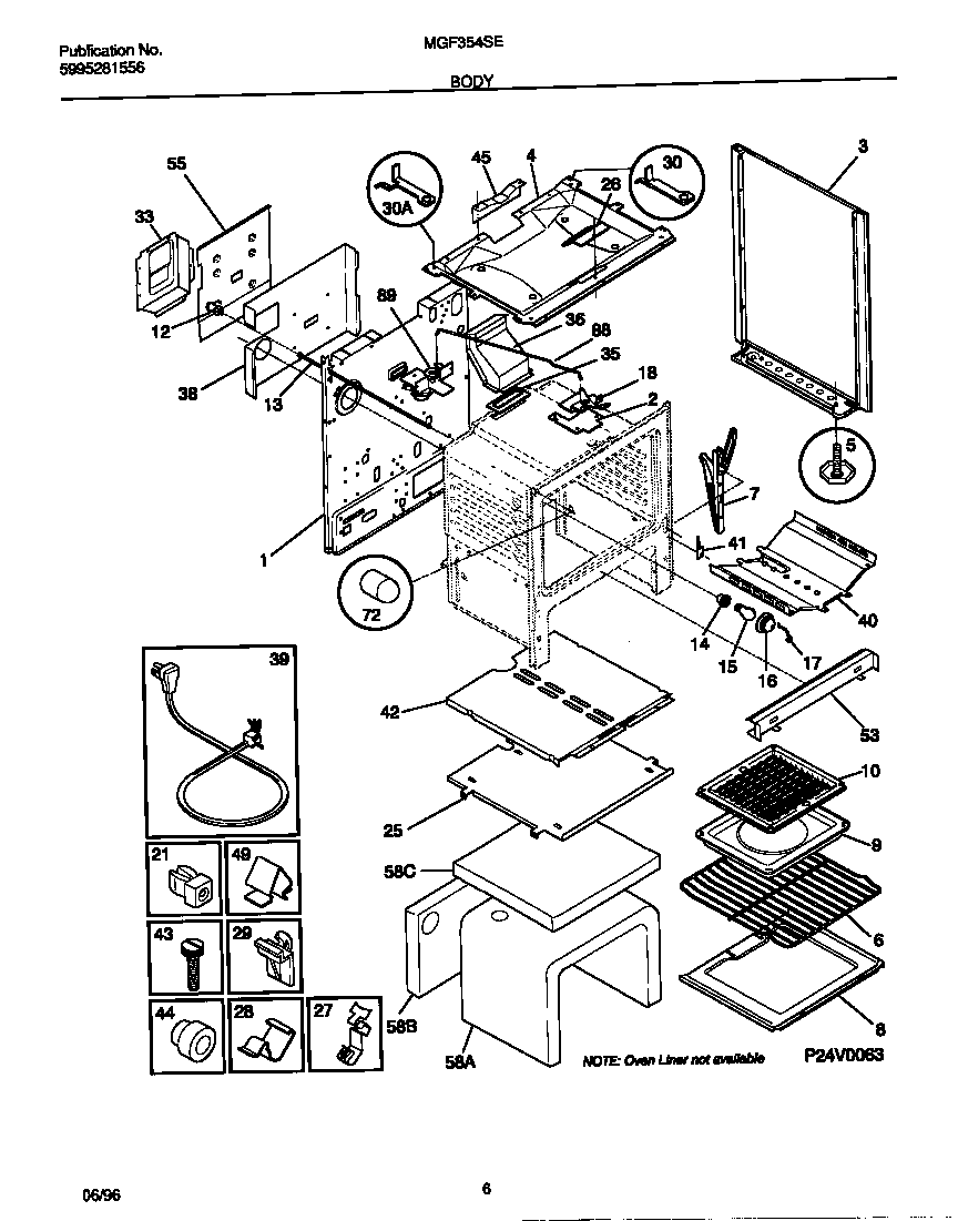 Universal/Multiflex (Frigidaire) MGF354SEWA body diagram