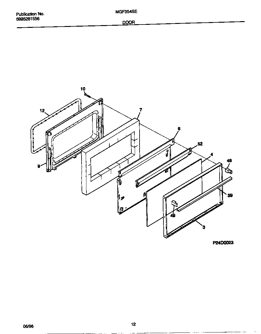 Universal/Multiflex (Frigidaire) MGF354SEWA door diagram