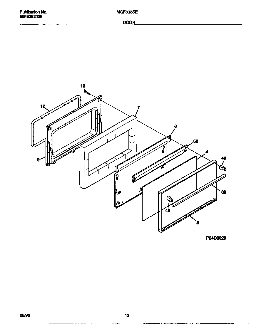 Universal/Multiflex (Frigidaire) MGF333SEWA door diagram