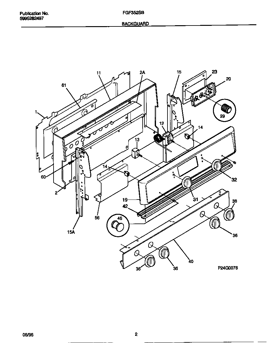 Frigidaire FGF352SBDC backguard diagram