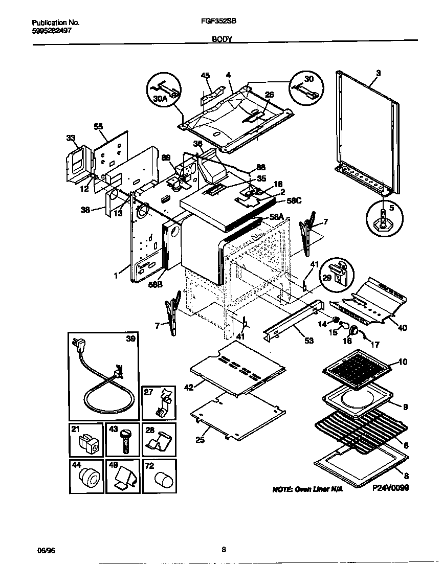 Frigidaire FGF352SBDC body diagram