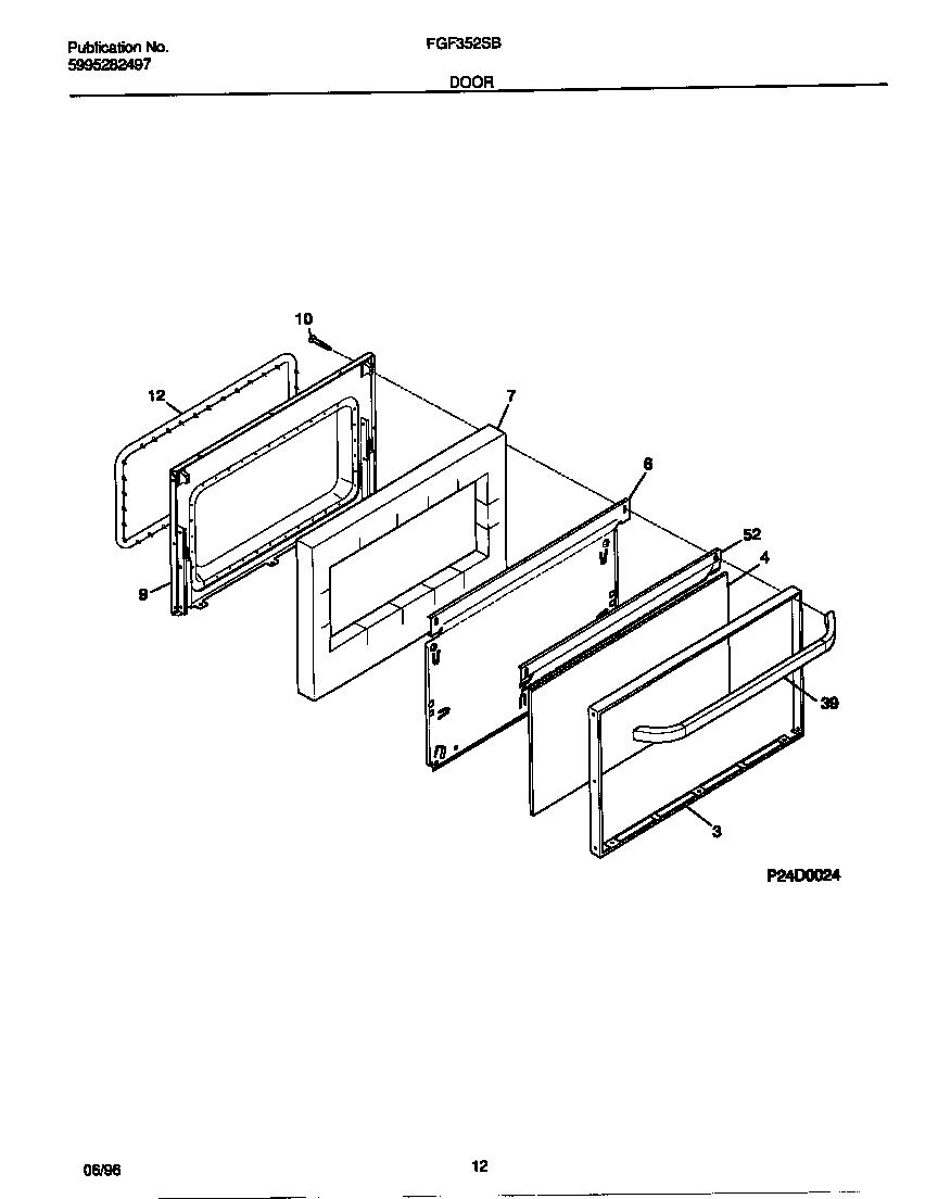 Frigidaire FGF352SBDC door diagram
