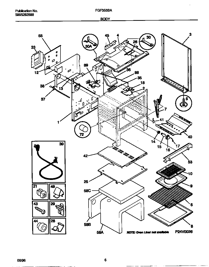 Frigidaire FGF353BADC body diagram