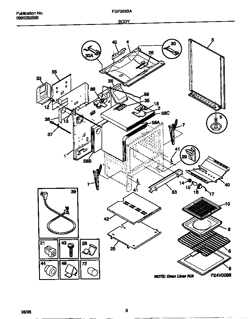 Frigidaire FGF353BADC body diagram