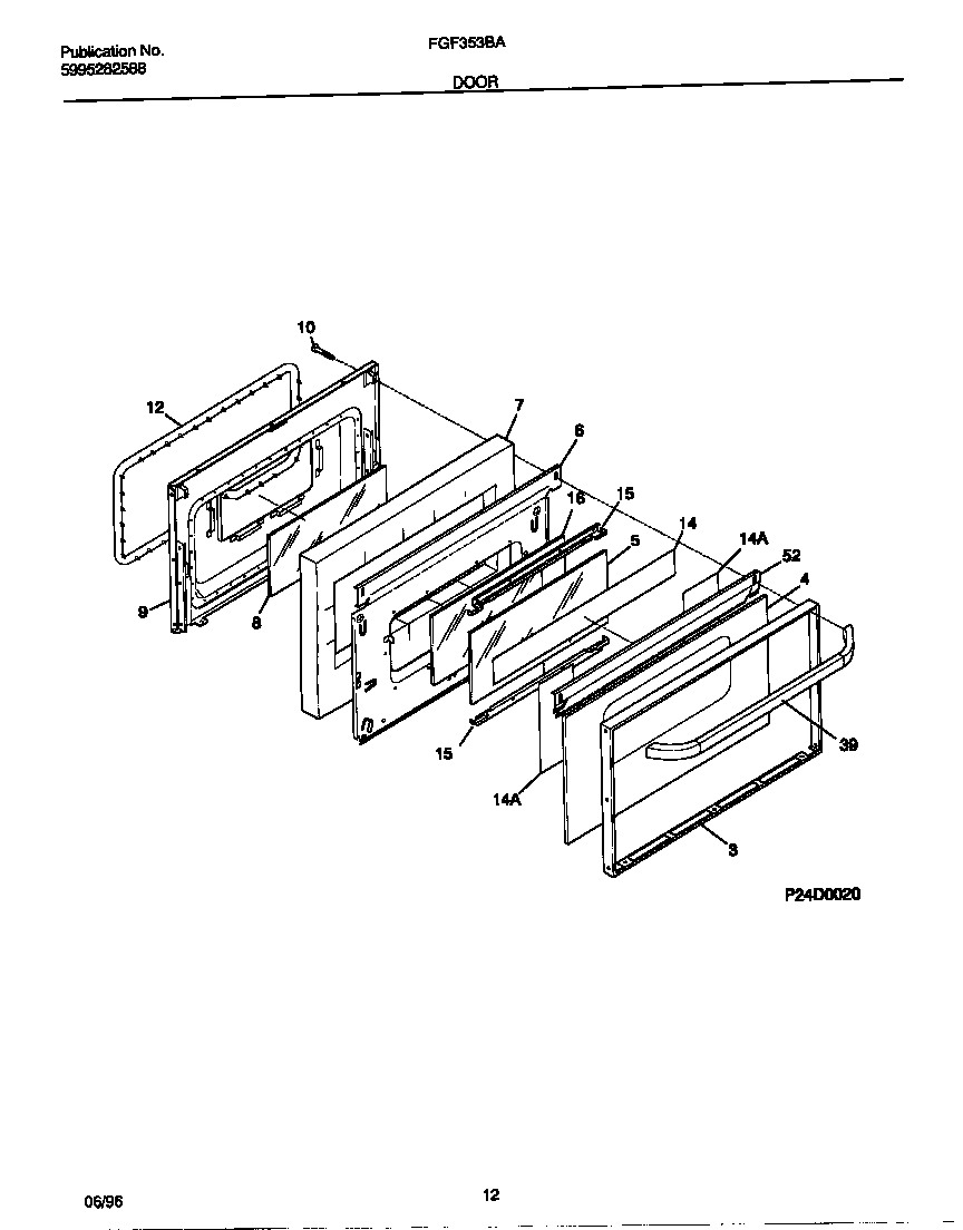 Frigidaire FGF353BADC door diagram