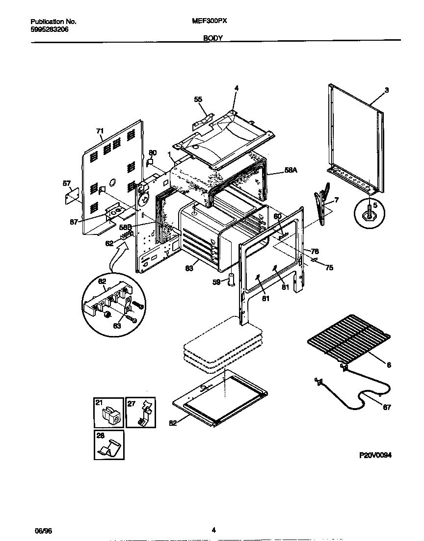Universal/Multiflex (Frigidaire) MEF300PXWA body diagram