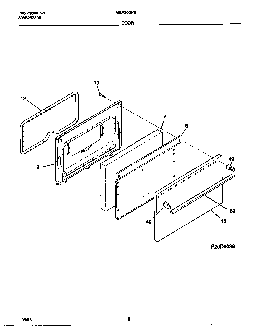 Universal/Multiflex (Frigidaire) MEF300PXWA door diagram