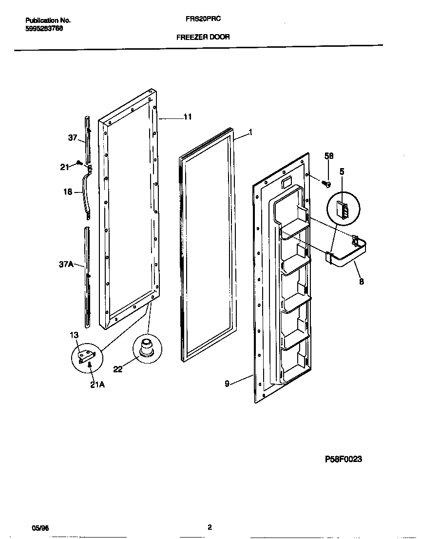 Frigidaire FRS20PRCD1 freezer door diagram