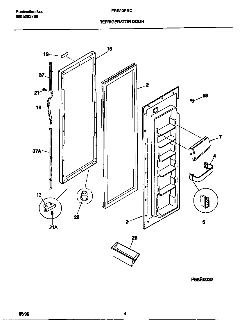 Frigidaire FRS20PRCD1 refrigerator door diagram