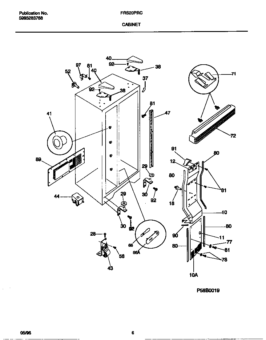 Frigidaire FRS20PRCD1 cabinet diagram