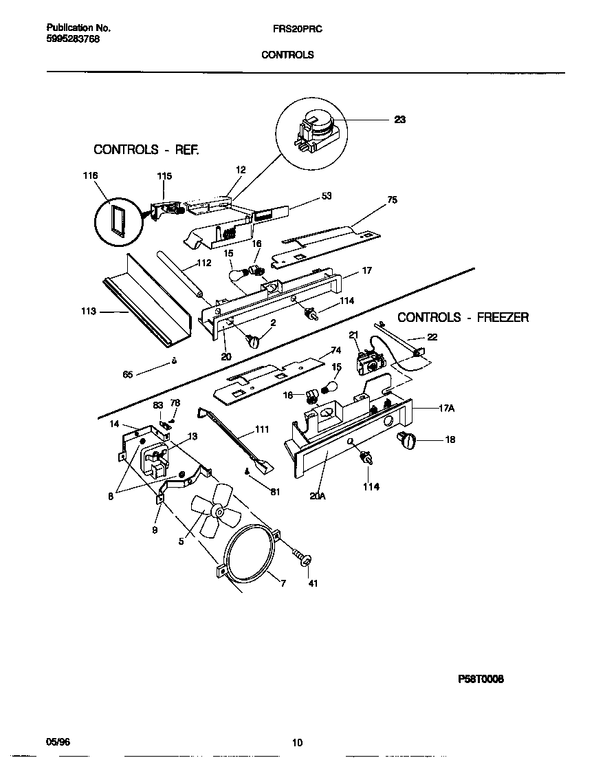 Frigidaire FRS20PRCD1 controls diagram
