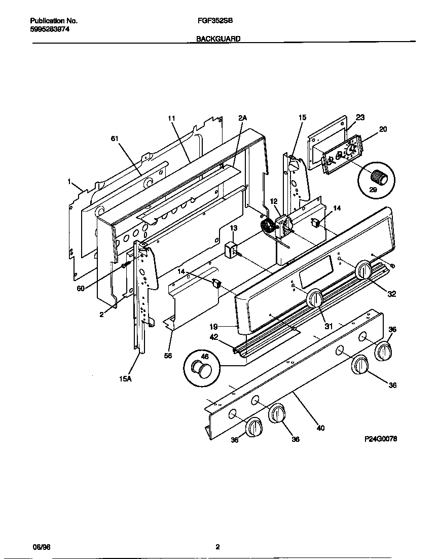 Frigidaire FGF352SBDE backguard diagram
