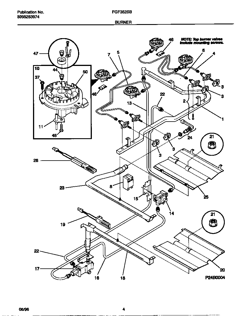 Frigidaire FGF352SBDE burner diagram