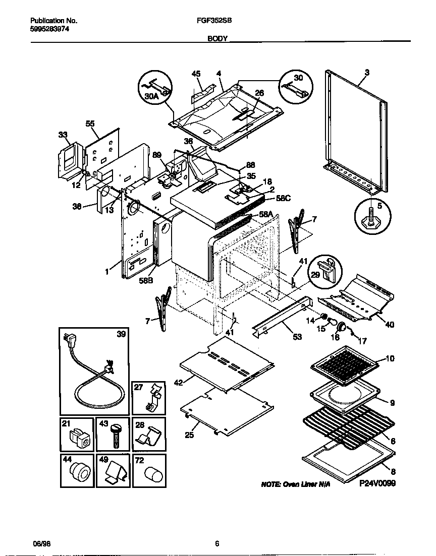 Frigidaire FGF352SBDE body diagram