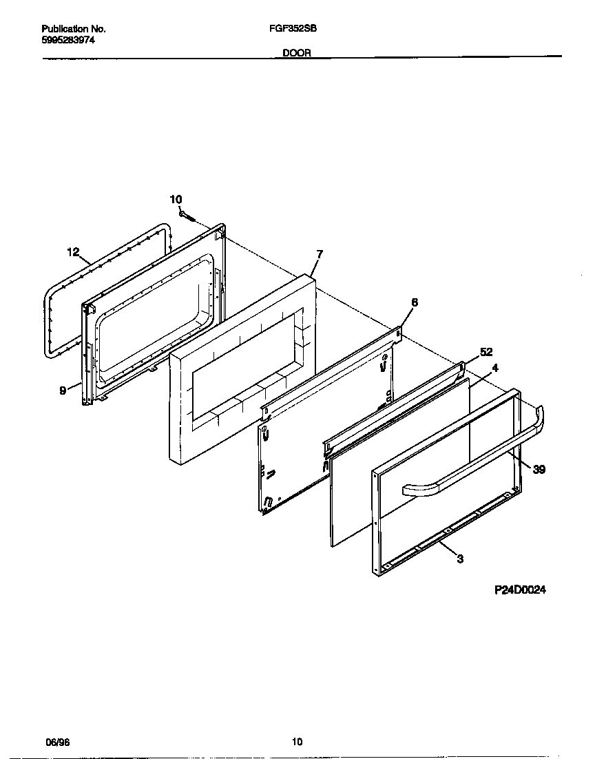Frigidaire FGF352SBDE door diagram