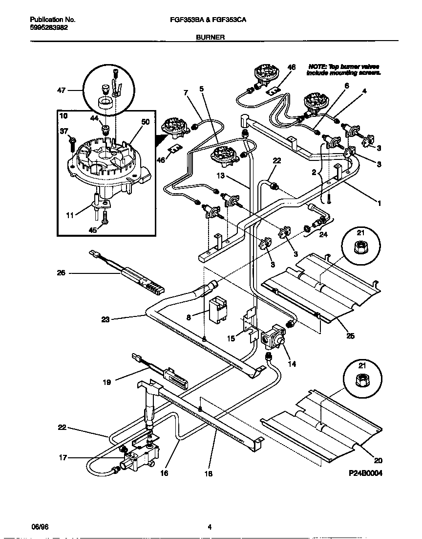 Frigidaire FGF353BAWE burner diagram