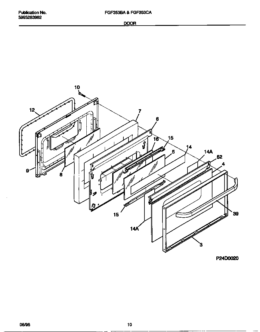Frigidaire FGF353BAWE door diagram