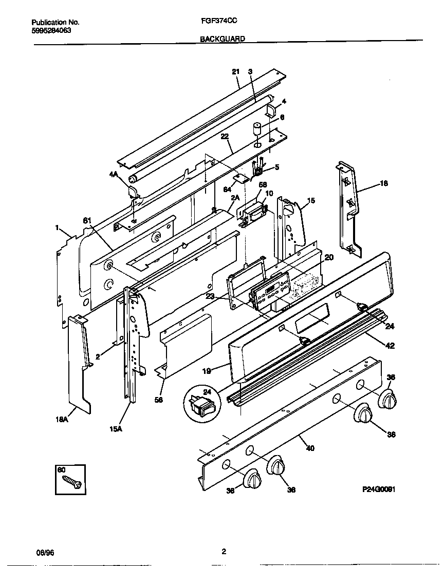 Frigidaire FGF374CCSC backguard diagram