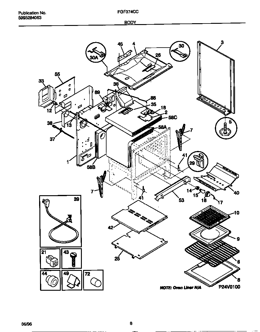 Frigidaire FGF374CCSC body diagram