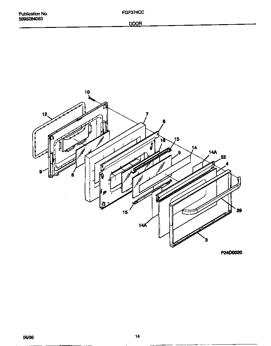 Frigidaire FGF374CCSC door diagram