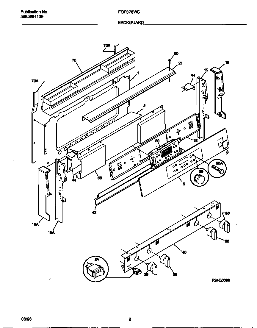 Frigidaire FGF378WCCC backguard diagram