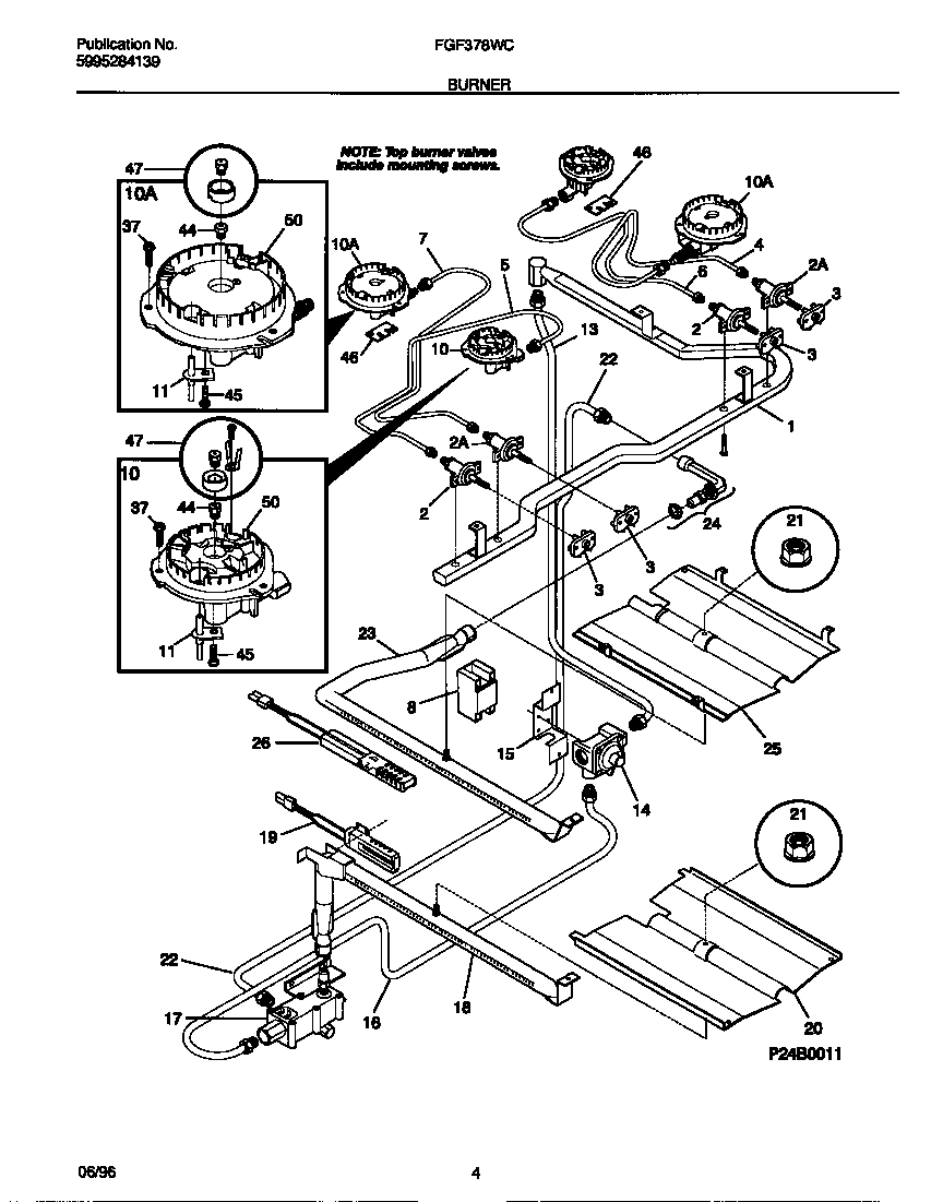 Frigidaire FGF378WCCC burner diagram