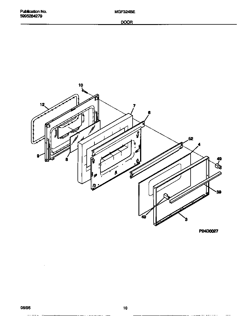Universal/Multiflex (Frigidaire) MGF324BEWA door diagram