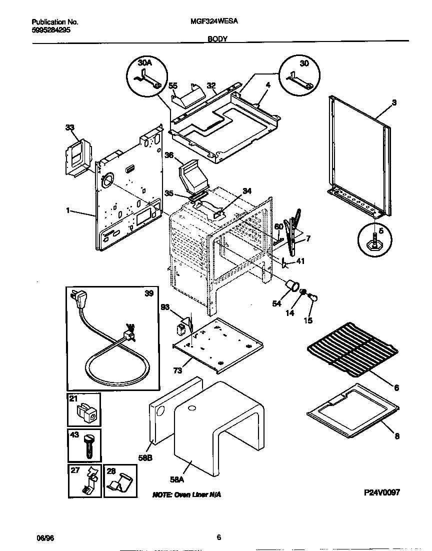 Universal/Multiflex (Frigidaire) MGF324WESA body diagram
