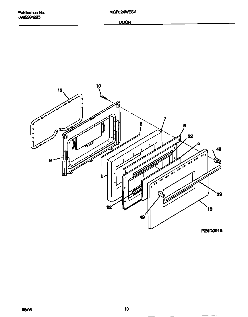 Universal/Multiflex (Frigidaire) MGF324WESA door diagram
