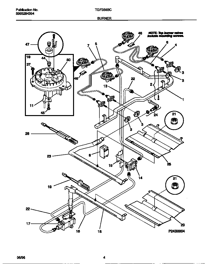 Tappan TGF356BCDC burner diagram