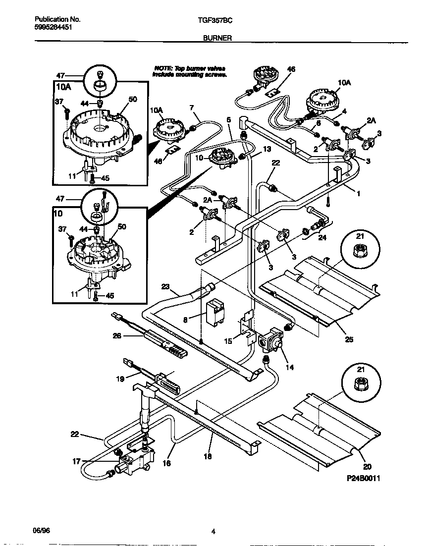 Tappan TGF357BCWC burner diagram