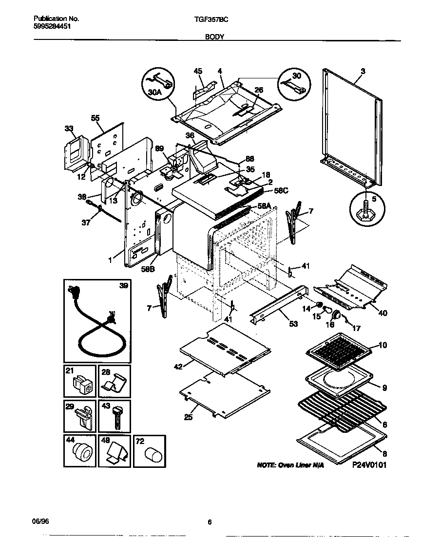 Tappan TGF357BCWC body diagram