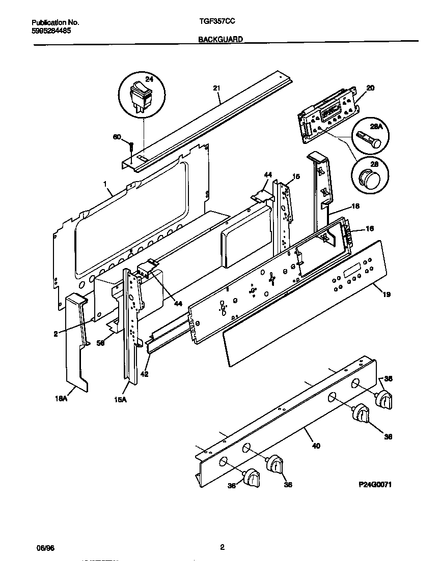Tappan TGF357CCTD backguard diagram