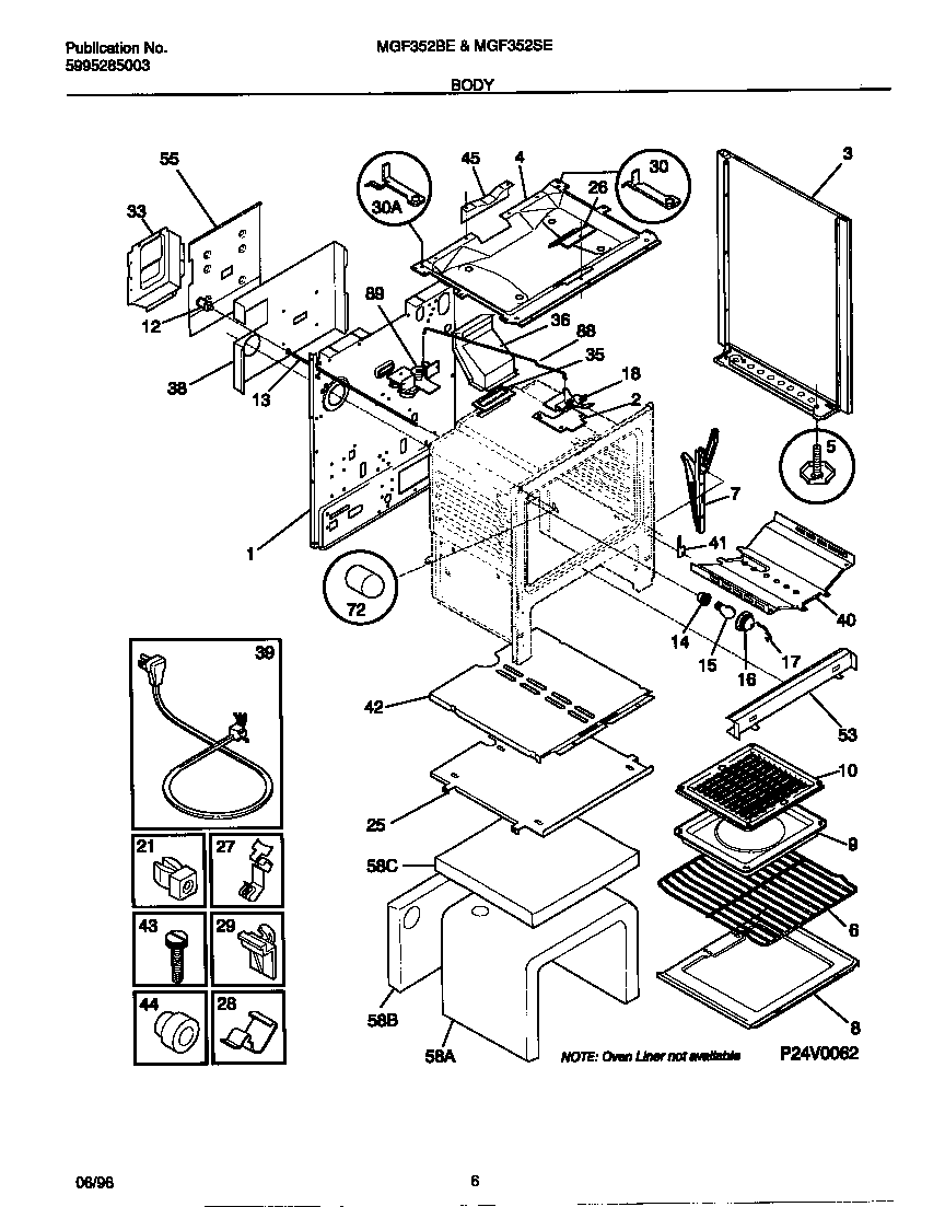 Universal/Multiflex (Frigidaire) MGF352BEDB body diagram