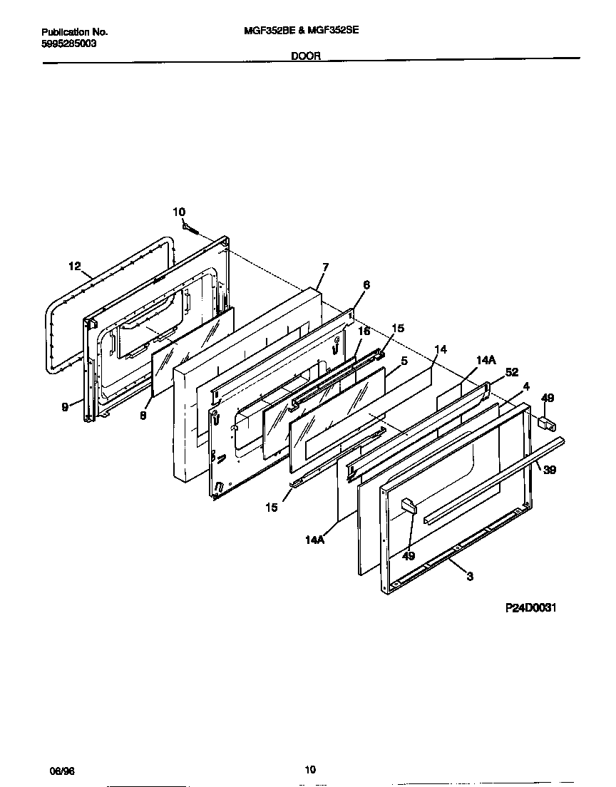 Universal/Multiflex (Frigidaire) MGF352BEDB door diagram