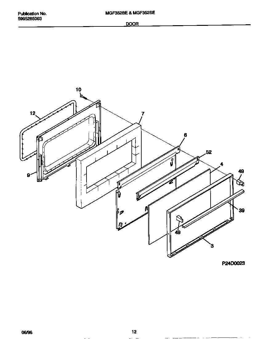 Universal/Multiflex (Frigidaire) MGF352BEDB door diagram